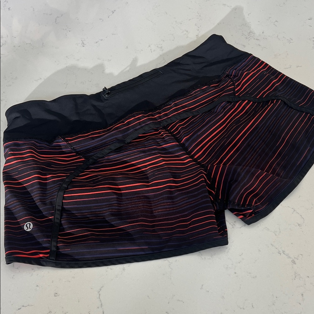 Lululemon Black and Red Striped Shorts